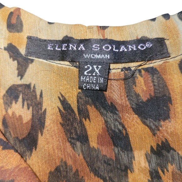 ELENA‎ SOLANO Animal Print Sleeveless Blouse  2X Womens Leopard & Tiger Print - Picture 6 of 7